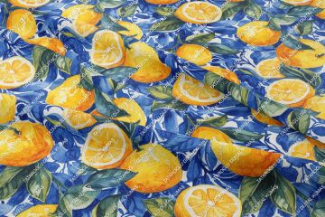 Azulejo Limon Desenli Tasarım Dijital Baskılı Kumaş-1