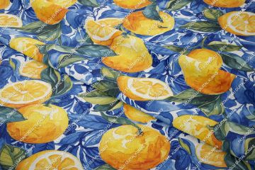 Azulejo Limon Desenli Tasarım Dijital Baskılı Kumaş-1