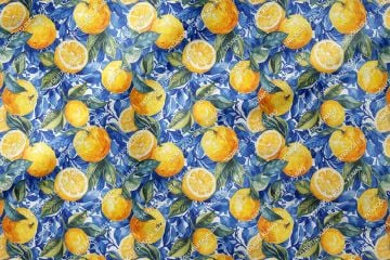 Azulejo Limon Desenli Tasarım Dijital Baskılı Kumaş-1