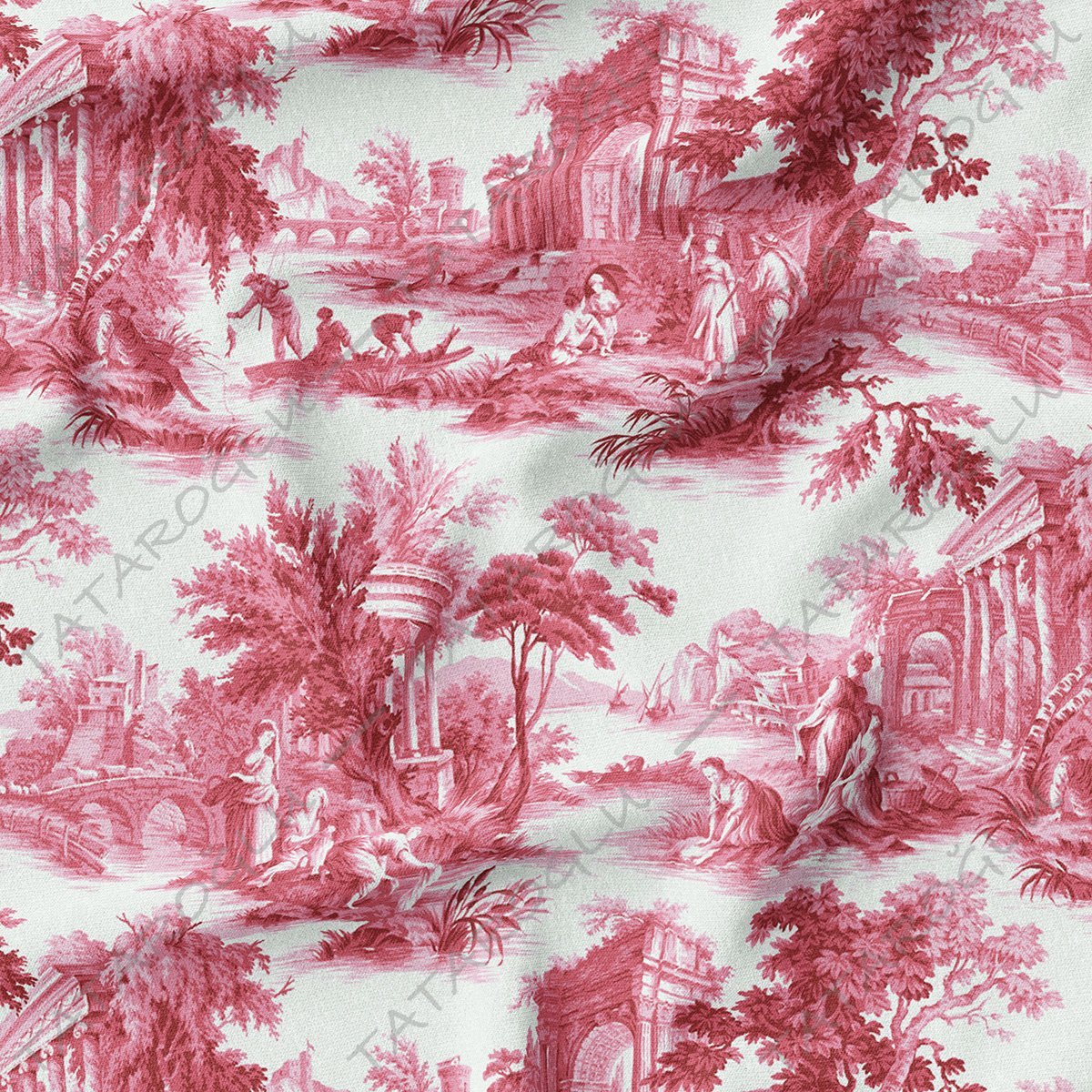 Vintage Fransız Esintileri Red Toile de Jouy(SONBAHAR İNDİRİMİ)