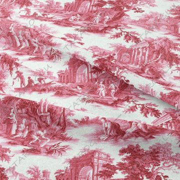 Vintage Fransız Esintileri Red Toile de Jouy(SONBAHAR İNDİRİMİ)