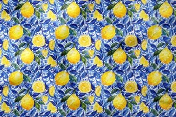Azulejo Limon Desenli Tasarım Dijital Baskılı Kumaş-3