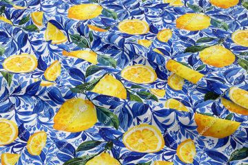 Azulejo Limon Desenli Tasarım Dijital Baskılı Kumaş-3