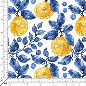 Azulejo Limon Desenli Tasarım Dijital Baskılı Kumaş-6