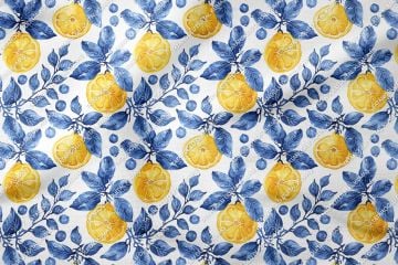 Azulejo Limon Desenli Tasarım Dijital Baskılı Kumaş-6