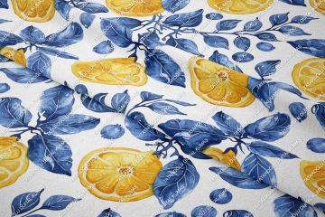 Azulejo Limon Desenli Tasarım Dijital Baskılı Kumaş-6