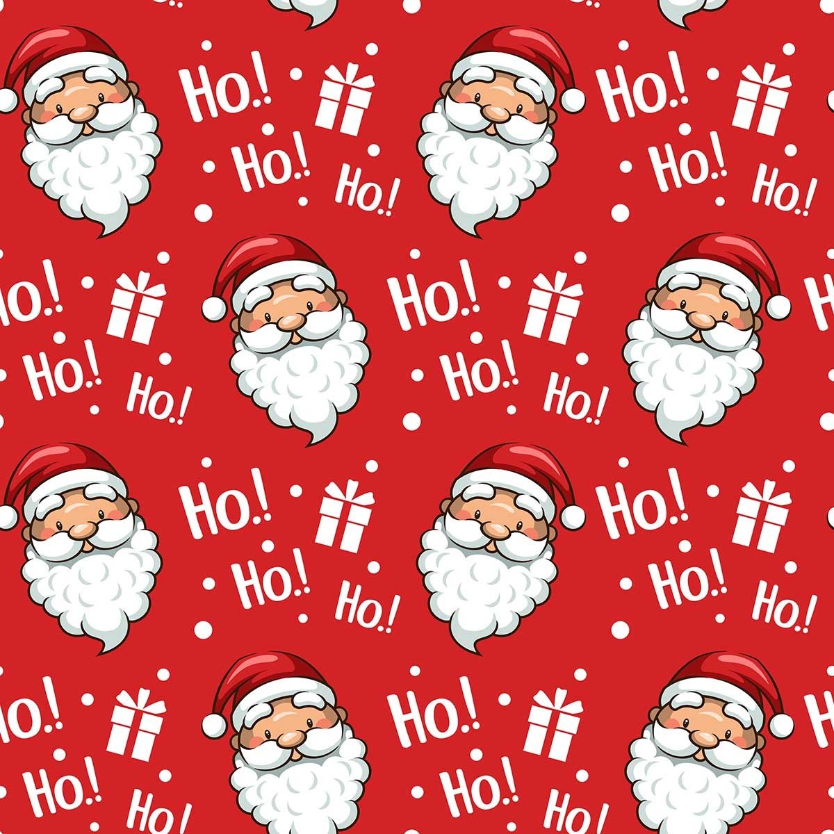 Yılbaşı Koleksiyonu- Kırmızı Zemin Üzerine Noel Baba Desenli Kumaş