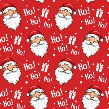 Yılbaşı Koleksiyonu- Kırmızı Zemin Üzerine Noel Baba Desenli Kumaş