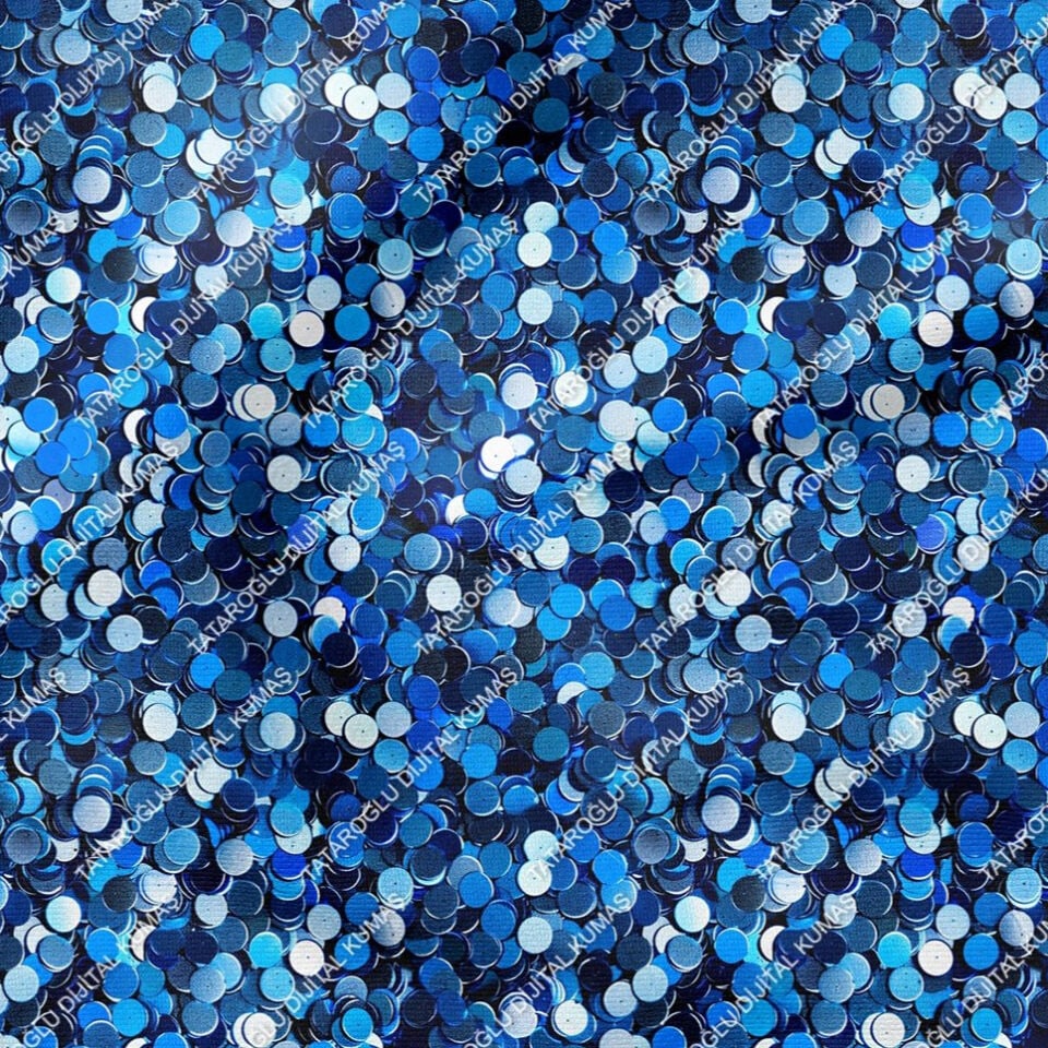 Blue Glam Glitter Göz Alıcı Mavi Parıltı Koleksiyonu,  Art Deco Çok Amaçlı Dekoratif Dijital Baskı Kumaş-3