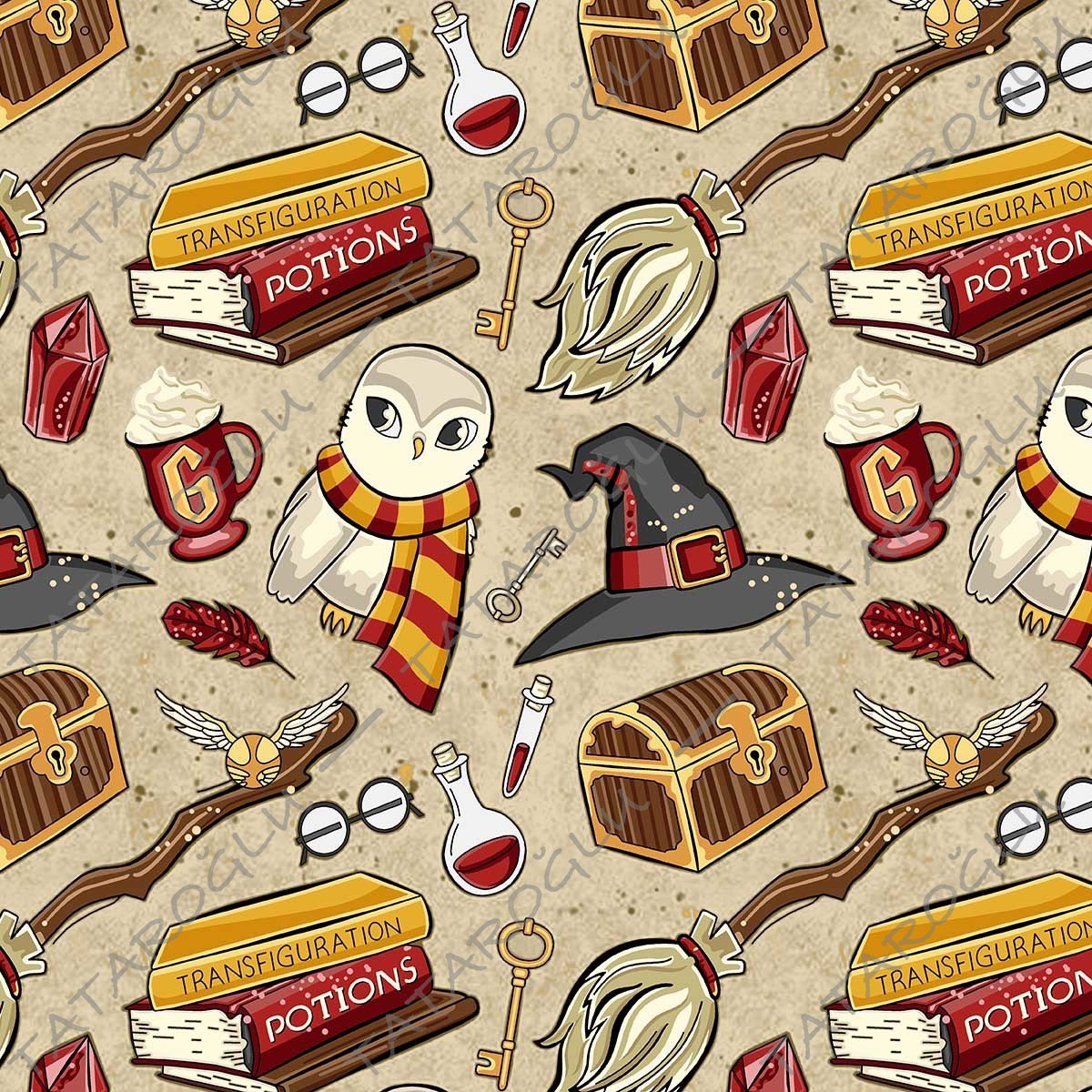 Renkli Harry Potter Desenli Dijital Baskılı Kumaş-HR4976(SONBAHAR İNDİRİMİ)