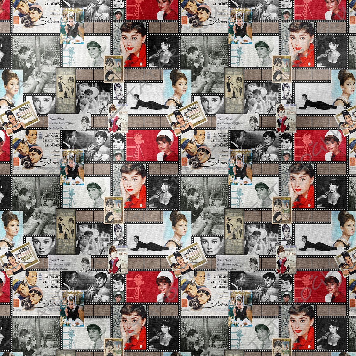 Audrey Hepburn Film Afişli Dijital Baskılı Kumaş(SONBAHAR İNDİRİMİ)