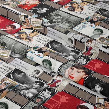 Audrey Hepburn Film Afişli Dijital Baskılı Kumaş(SONBAHAR İNDİRİMİ)