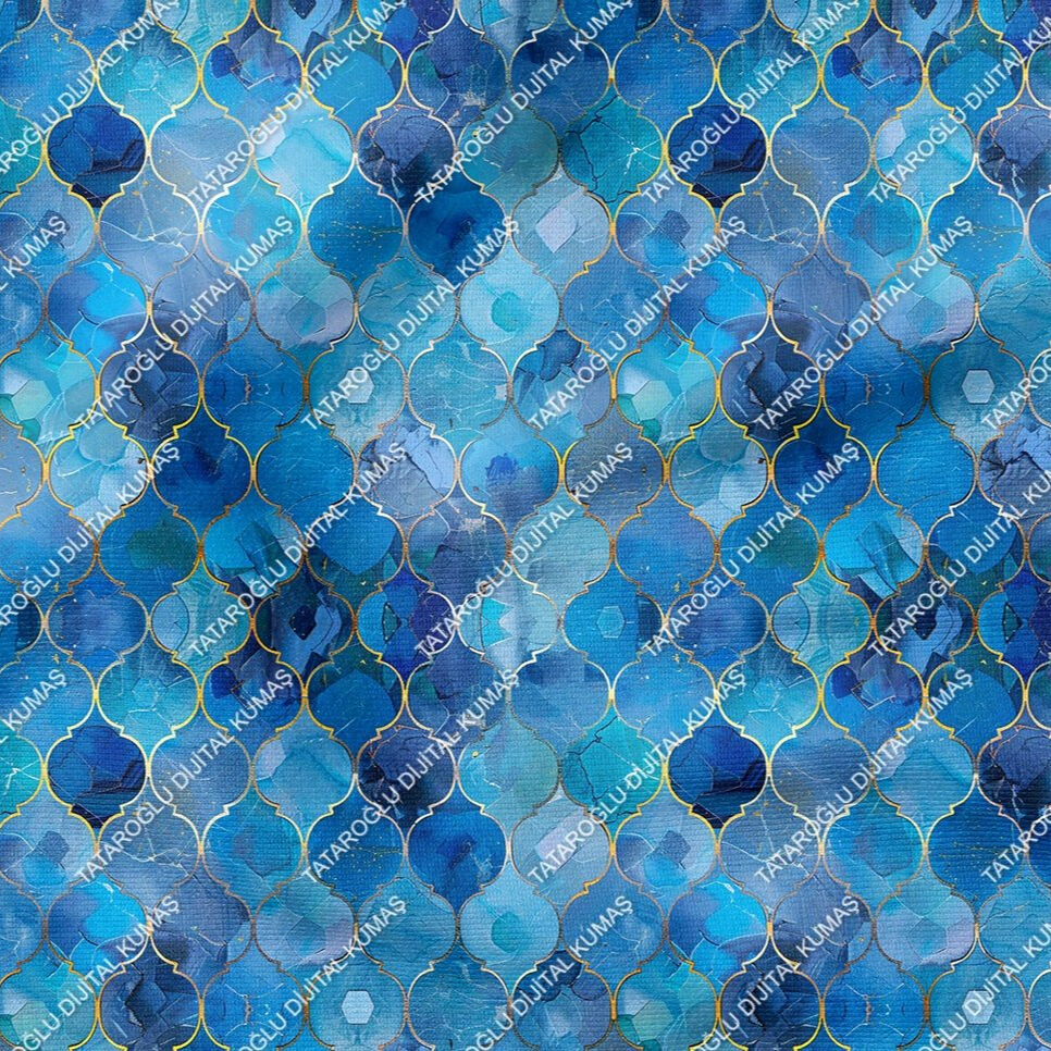 Blue Glam Glitter Göz Alıcı Mavi Parıltı Koleksiyonu,  Art Deco Çok Amaçlı Dekoratif Dijital Baskı Kumaş-6