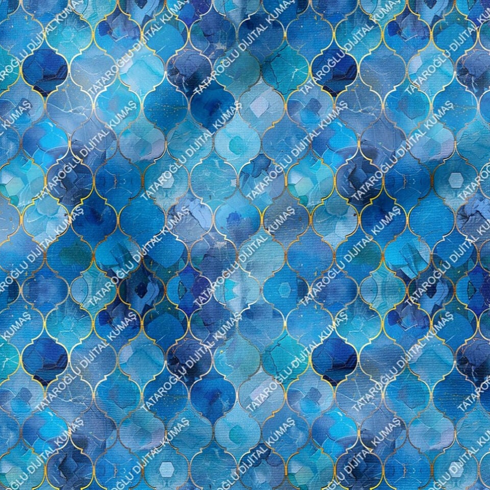 Blue Glam Glitter Göz Alıcı Mavi Parıltı Koleksiyonu,  Art Deco Çok Amaçlı Dekoratif Dijital Baskı Kumaş-6