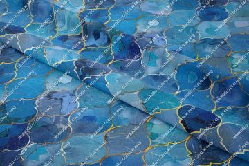 Blue Glam Glitter Göz Alıcı Mavi Parıltı Koleksiyonu,  Art Deco Çok Amaçlı Dekoratif Dijital Baskı Kumaş-6