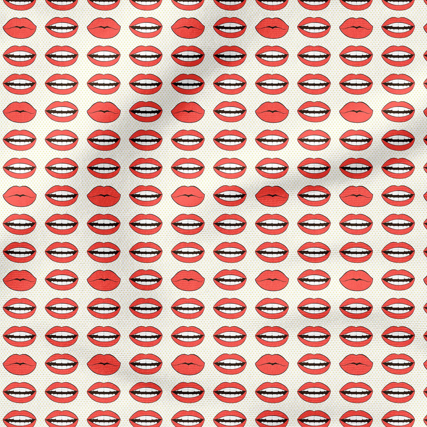 Pop Art Kumaş Kırmızı Rujlu Dudaklar