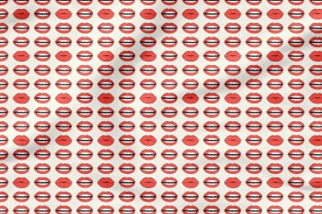 Pop Art Kumaş Kırmızı Rujlu Dudaklar