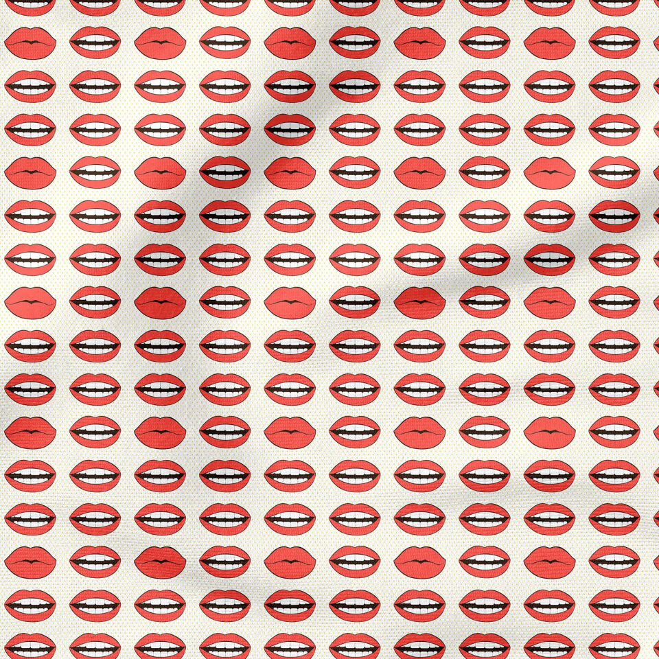 Pop Art Kumaş Kırmızı Rujlu Dudaklar