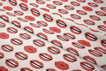 Pop Art Kumaş Kırmızı Rujlu Dudaklar