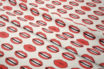 Pop Art Kumaş Kırmızı Rujlu Dudaklar