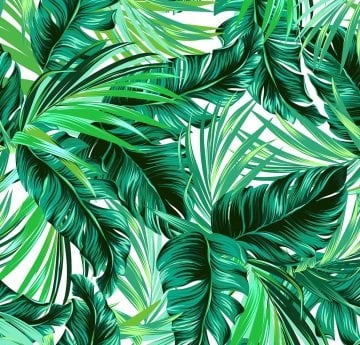 Tropical Large Leaf Patterned Digital Print Fabric