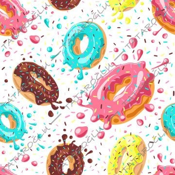 Beyaz Zemine Renkli Donut Desenli Kumaş