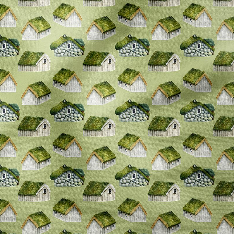Pop Art Kumaş Çimen Evler