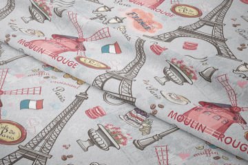Pop Art Fabric Paris Eiffel Tower