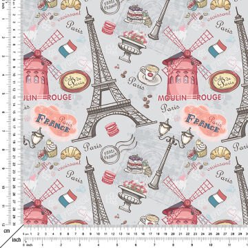 Pop Art Fabric Paris Eiffel Tower