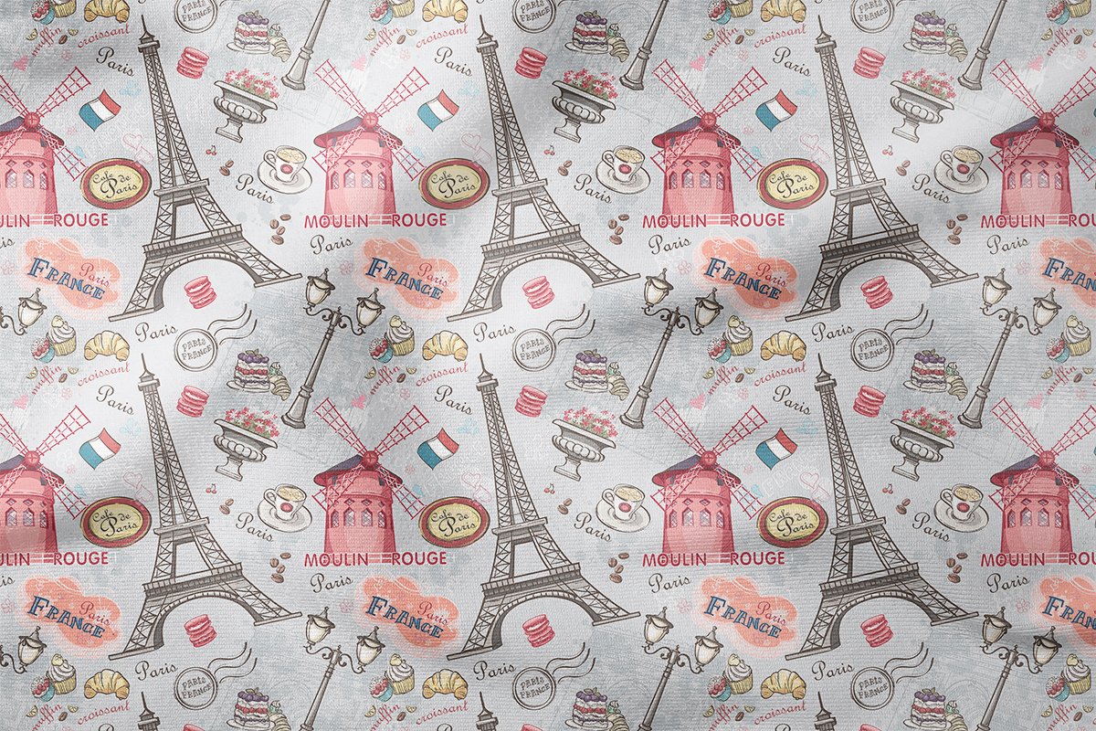 Pop Art Fabric Paris Eiffel Tower