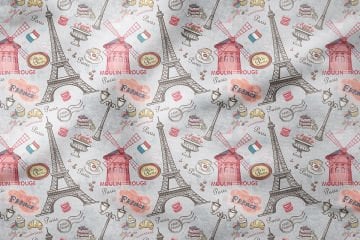 Pop Art Fabric Paris Eiffel Tower