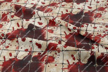 Happy Halloween Kırmızı Boya Püskürtmesi Tasarım Dijital Baskılı Kumaş1