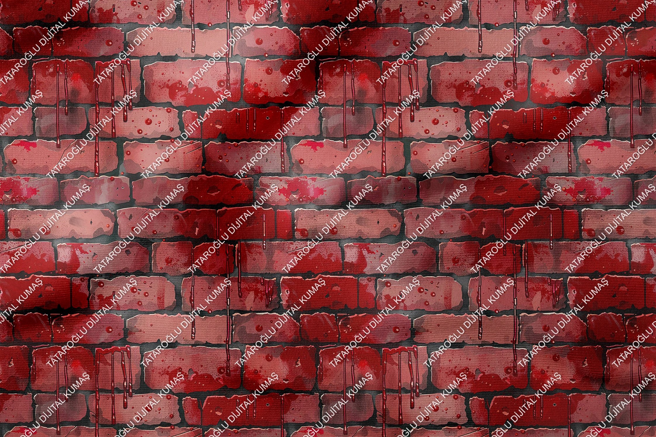 Happy Halloween Kırmızı Duvara Boya Püskürtmesi Tasarım Dijital Baskılı Kumaş