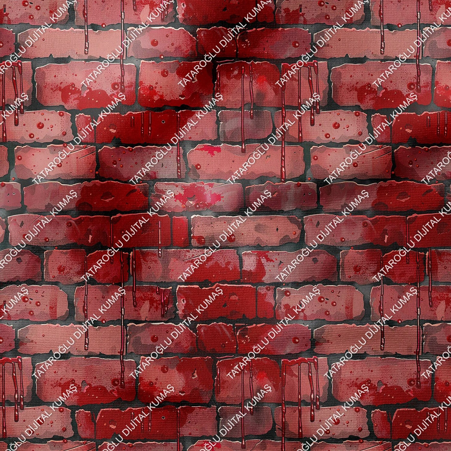 Happy Halloween Kırmızı Duvara Boya Püskürtmesi Tasarım Dijital Baskılı Kumaş