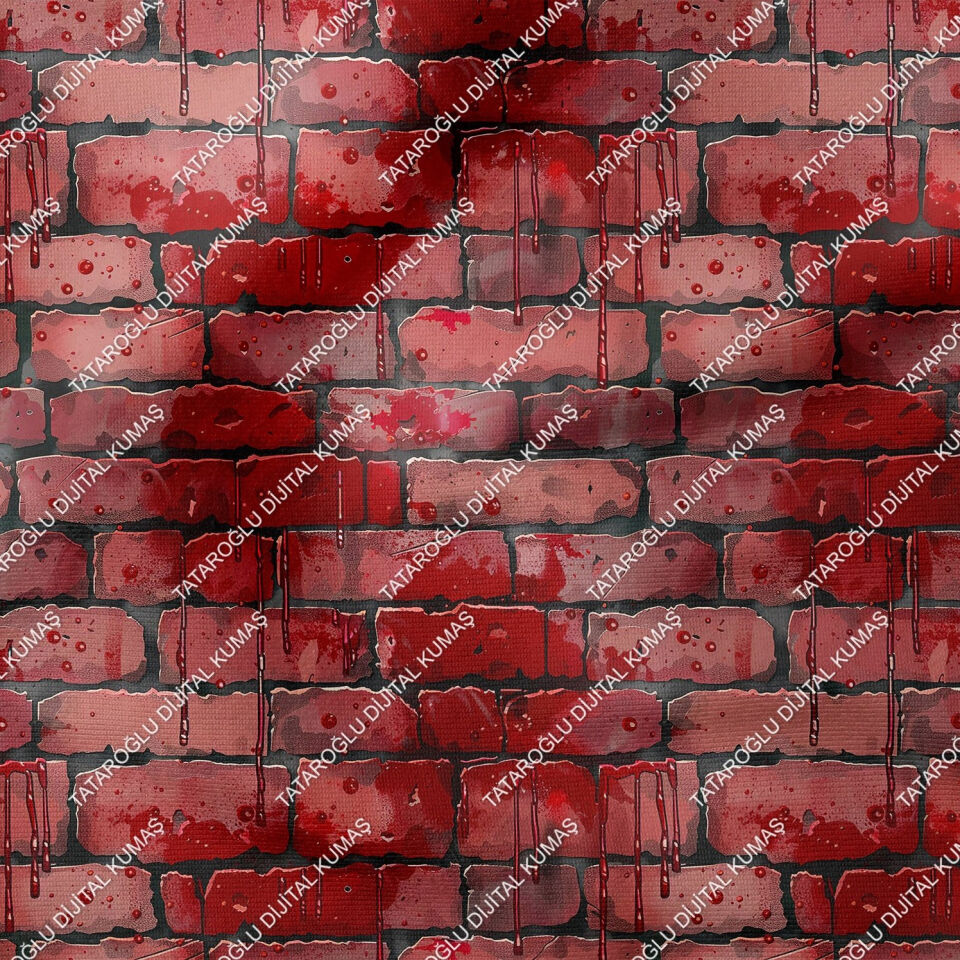 Happy Halloween Kırmızı Duvara Boya Püskürtmesi Tasarım Dijital Baskılı Kumaş