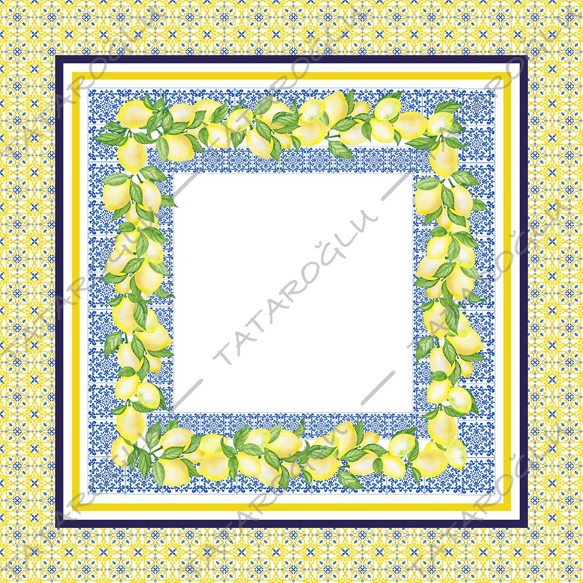 Majolica Koleksiyonu - Masa Örtüsü 140x140 cm Dikilmemiş Pano Kumaş
