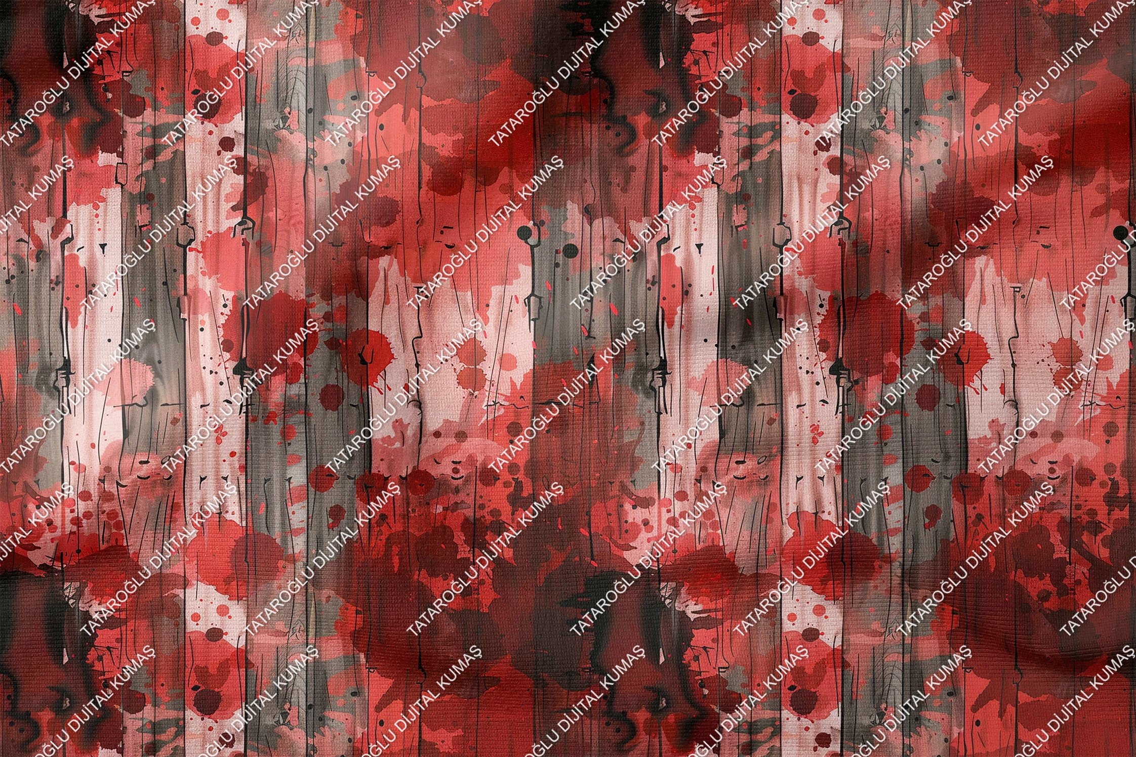 Happy Halloween Kırmızı Boya Püskürtmesi Tasarım Dekoratif Dijital Baskılı Kumaş