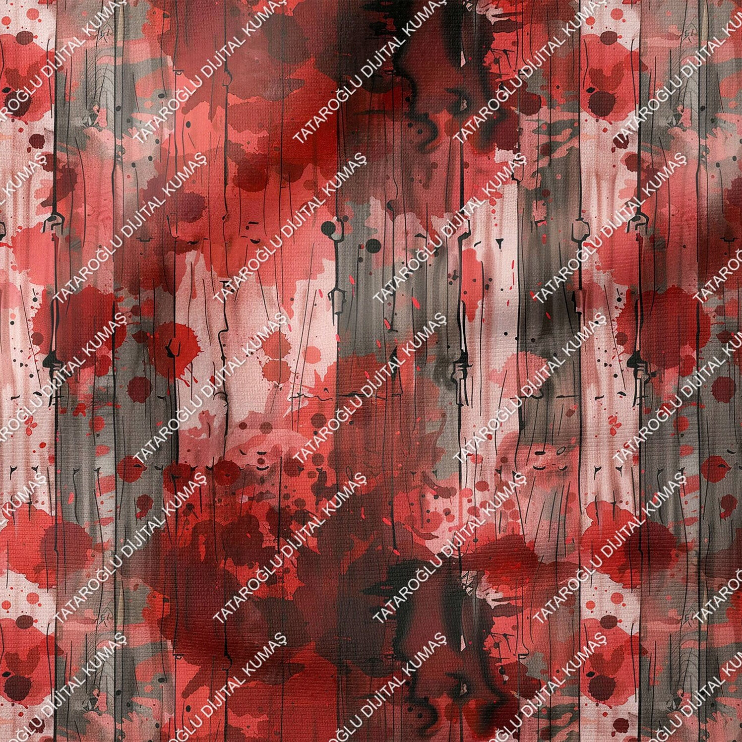 Happy Halloween Kırmızı Boya Püskürtmesi Tasarım Dekoratif Dijital Baskılı Kumaş