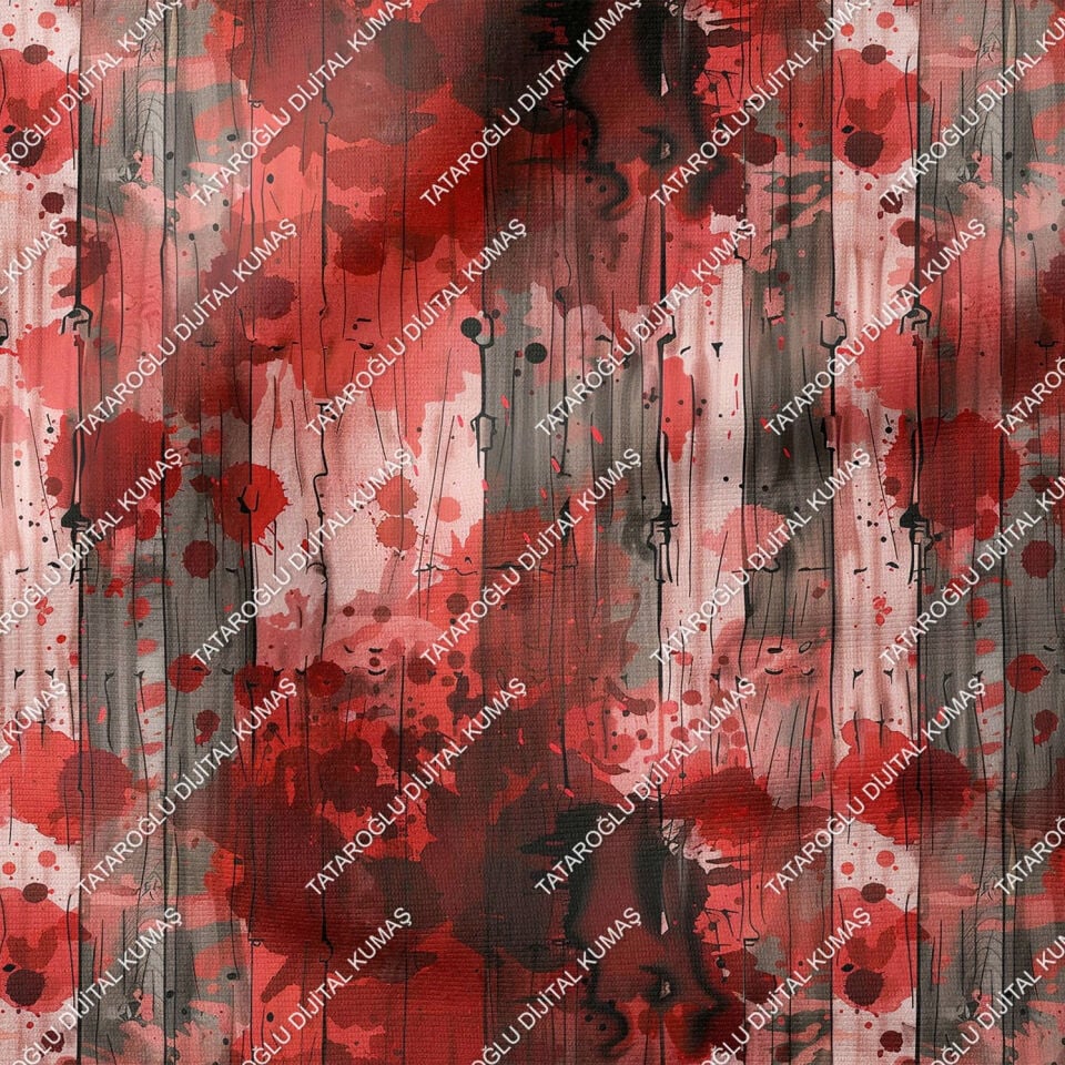 Happy Halloween Kırmızı Boya Püskürtmesi Tasarım Dekoratif Dijital Baskılı Kumaş