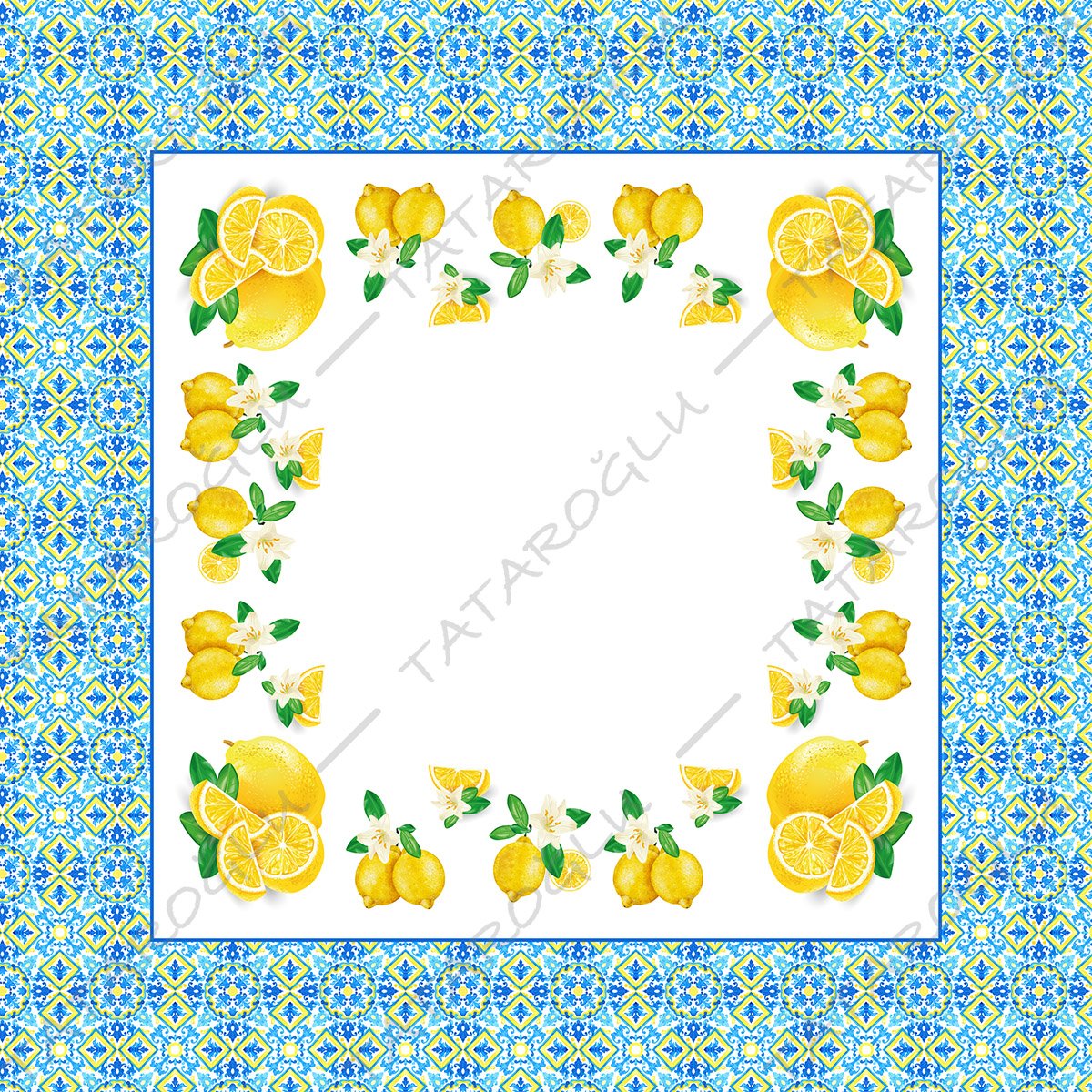 Talavera Koleksiyonu - Masa Örtüsü 140x140 cm Dikilmemiş Pano Kumaş