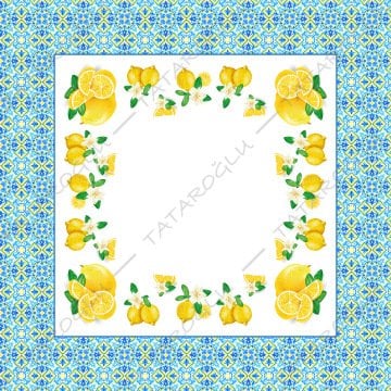 Talavera Koleksiyonu - Masa Örtüsü 140x140 cm Dikilmemiş Pano Kumaş