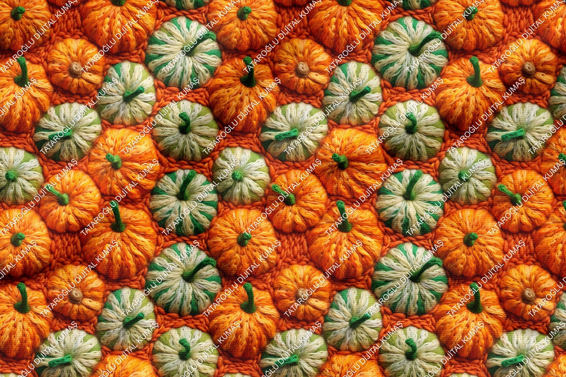 Happy Halloween 3D Renkli Bal Kabakları Desenli Tasarım Dijital Baskılı Kumaş