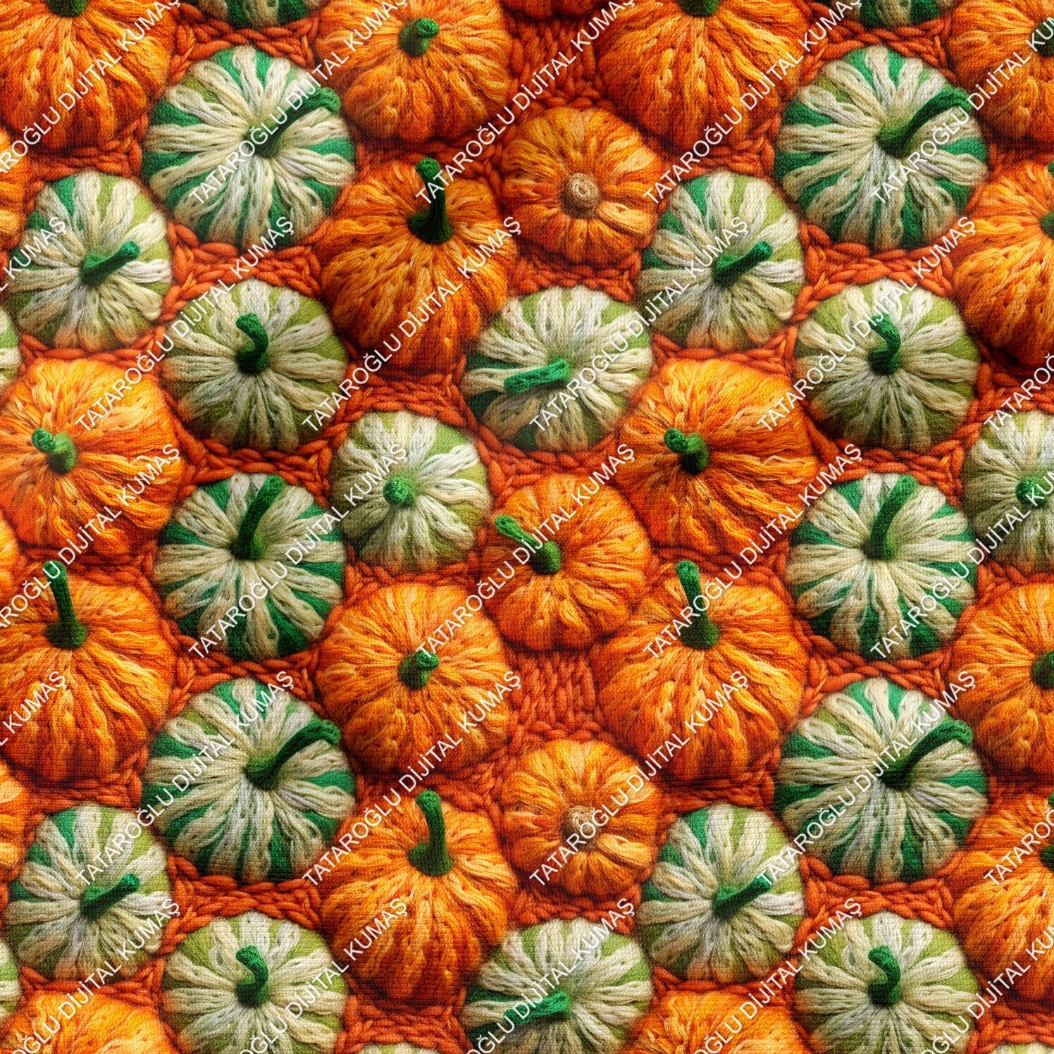 Happy Halloween 3D Renkli Bal Kabakları Desenli Tasarım Dijital Baskılı Kumaş
