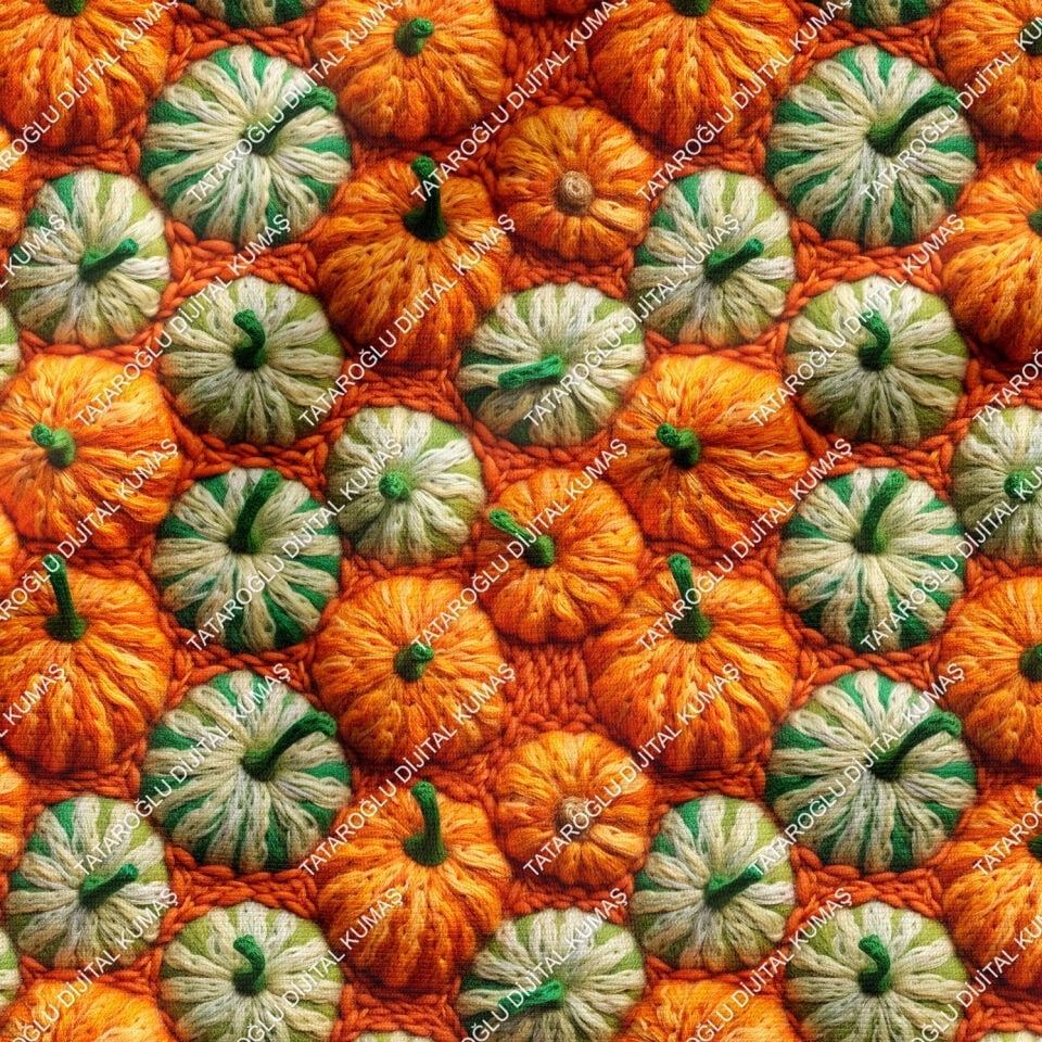 Happy Halloween 3D Renkli Bal Kabakları Desenli Tasarım Dijital Baskılı Kumaş