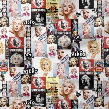 Film Şeritli Marilyn Monroe Desenli Dijital Baskılı Kumaş(SONBAHAR İNDİRİMİ)