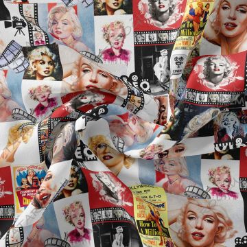 Film Şeritli Marilyn Monroe Desenli Dijital Baskılı Kumaş(SONBAHAR İNDİRİMİ)