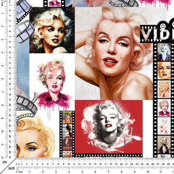 Film Şeritli Marilyn Monroe Desenli Dijital Baskılı Kumaş(SONBAHAR İNDİRİMİ)