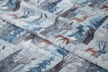 Yılbaşı Koleksiyonu- Ağaçlarla kusursuz orman deseni, sevimli orman hayvanları