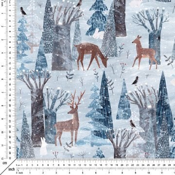 Yılbaşı Koleksiyonu- Ağaçlarla kusursuz orman deseni, sevimli orman hayvanları