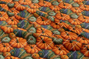 Happy Halloween 3D Renkli Örgü Bal Kabakları Desenli Dekoratif Tasarım Dijital Baskılı Kumaş